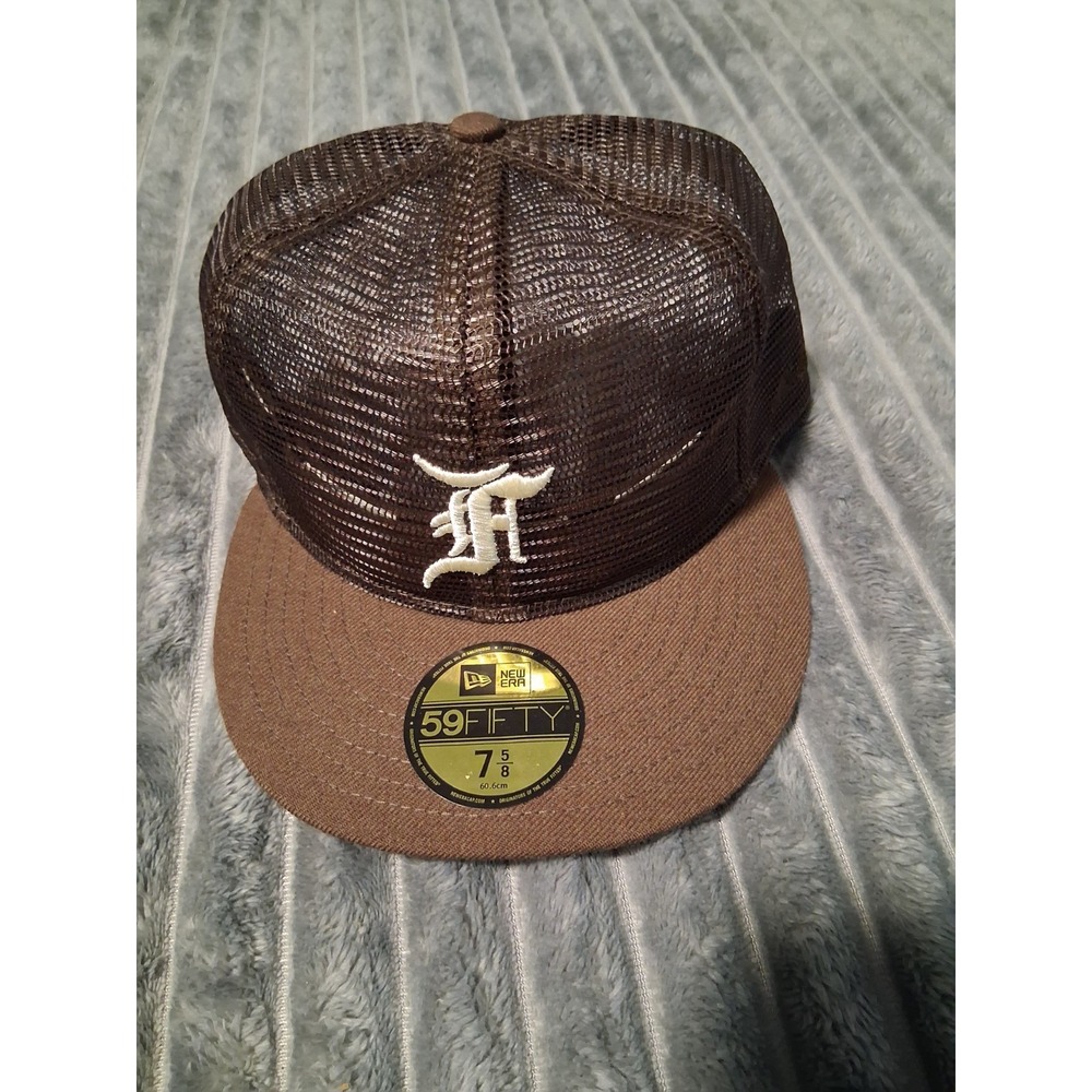New Era x Fear of God Hat Size 7 5/8 Brown Mesh 59FIFTY Fitted Cap